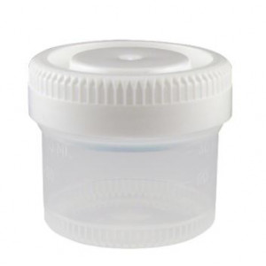 Container: Tite-Rite, 40mL (1.34oz), PP, 48mm Opening, Graduated, with Separate White Screwcap, 600/Unit