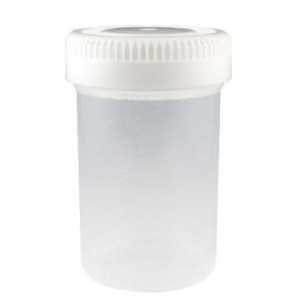 Container: Tite-Rite, 60mL (2oz), PP, 48mm Opening, Graduated, with Separate White Screwcap, 500/Unit