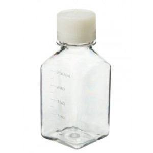 250mL Square PETG Sterile Media Bottle, 38-430 HDPE Screw Thread Closure (60/cs)