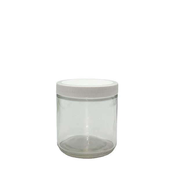 16oz Clear Straight Sided Jar Assembled w/89-400 F-217 Lined Cap (12/cs)
